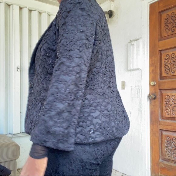 Studio One Vintage Black Beaded Lace Fully Lined Jacket and Matching Pants! - Picture 8 of 14